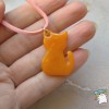 Кулон Котик помаранчевий, замшевий шнурок. Ручна робота